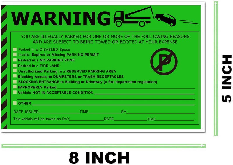 Remarkable Violation Stickers - 'You Are Illegally Parked' Warning Labels for Reserved, Handicapped, Private Parking - Hard to Remove, Super Sticky Tow Warnings 50pcs 5"X 8" - Image 2